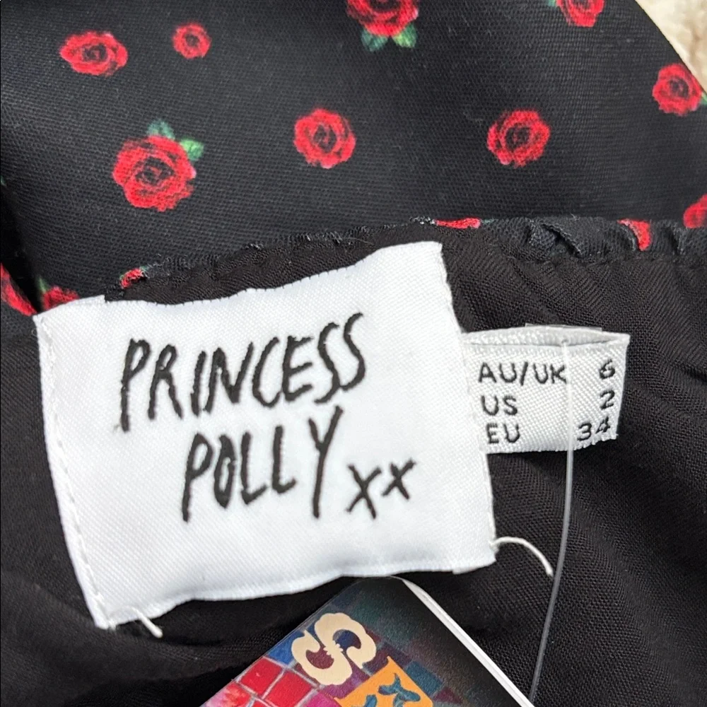 Princess Polly Black Mini Dress with Red Floral Pattern - Picture 5 of 7